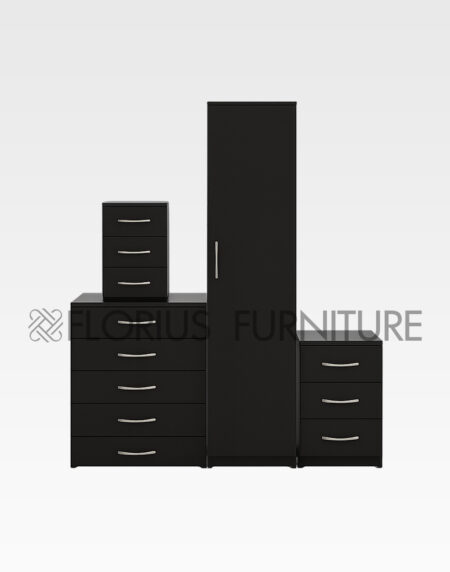 1 Door Wardrobe Set Black